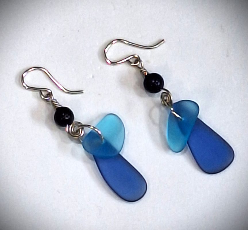 CORAL BLUE BEACH GLASS JEWELRY